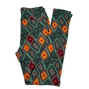 LuLaRoe BATS Halloween Diamonds Green Orange Black Red Leggings One Size OS NEW